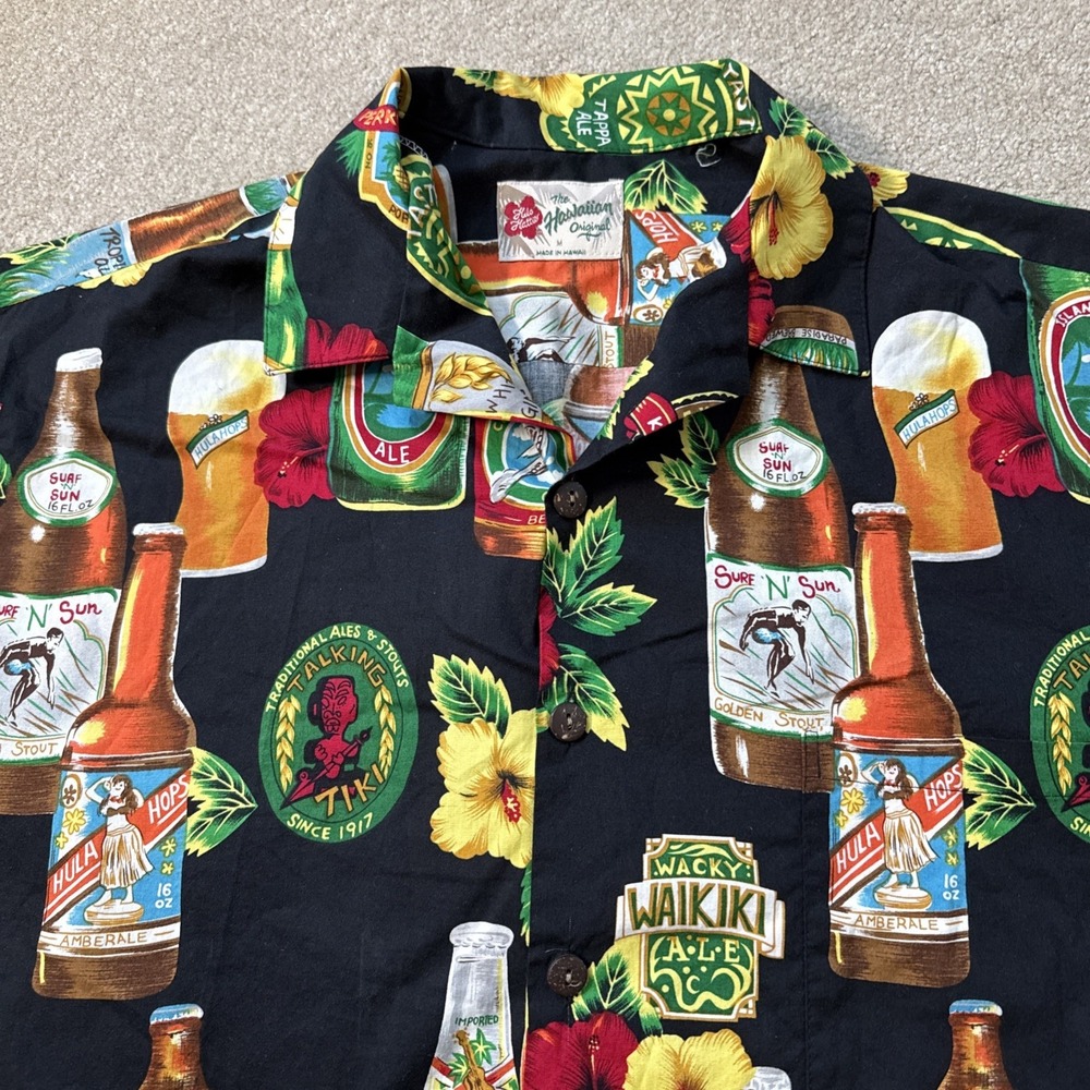 Hilo Hattie Hawaiian Aloha Shirt Mens M Hawaii Local Beers All Over Print - Picture 3 of 7